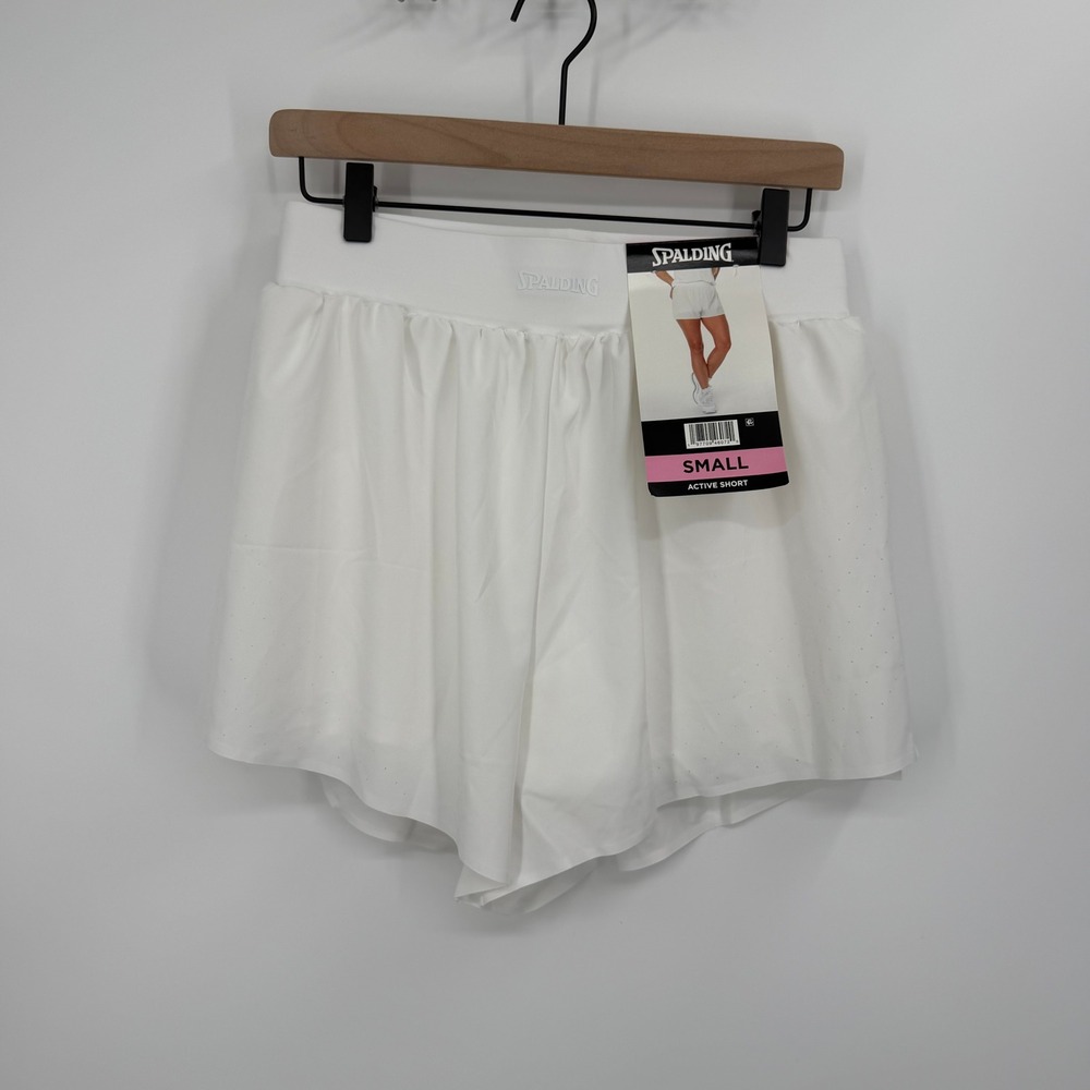 Spalding Active‎ Short Womens Small White Athletic Running Gym SJ32631AF92S